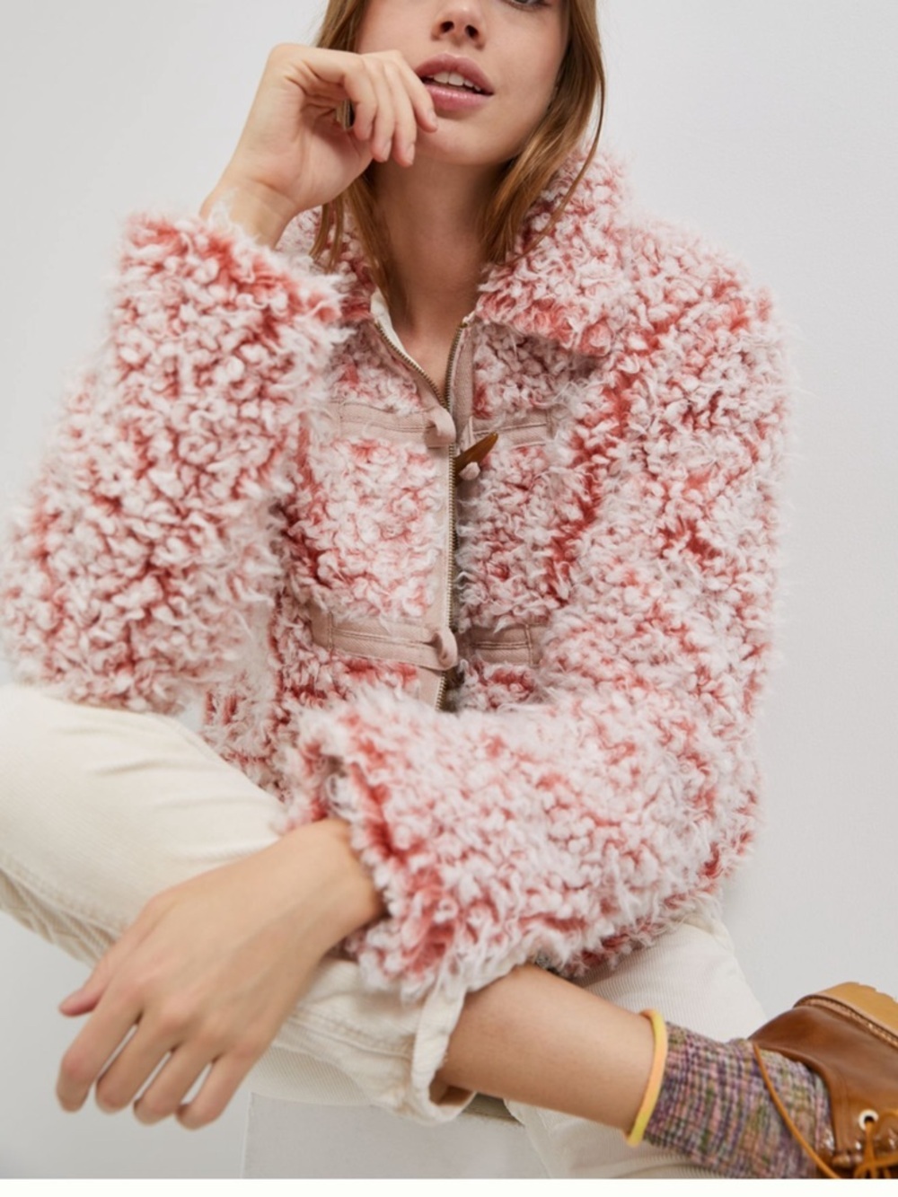 Anthropologie by Anthropologie Brenna Pink Faux Fur Coat